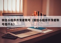 微信小程序开发者账号（微信小程序开发者账号是什么）