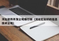 河北软件开发公司排行榜（河北比较好的信息技术公司）