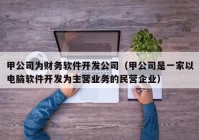 甲公司为财务软件开发公司（甲公司是一家以电脑软件开发为主营业务的民营企业）