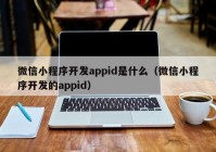 微信小程序开发appid是什么（微信小程序开发的appid）