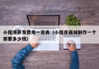 小程序开发费用一览表（小程序商城制作一个需要多少钱）