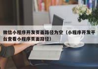 微信小程序开发页面路径为空（小程序开发平台查看小程序页面路径）