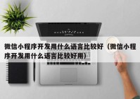 微信小程序开发用什么语言比较好（微信小程序开发用什么语言比较好用）