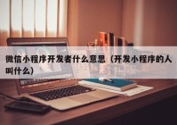 微信小程序开发者什么意思（开发小程序的人叫什么）