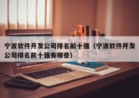 宁波软件开发公司排名前十强（宁波软件开发公司排名前十强有哪些）