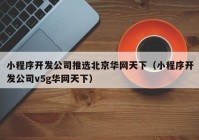 小程序开发公司推选北京华网天下（小程序开发公司v5g华网天下）