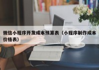 微信小程序开发成本预算表（小程序制作成本价格表）