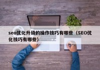 seo优化升级的操作技巧有哪些（SEO优化技巧有哪些）