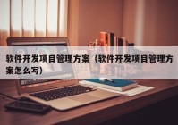 软件开发项目管理方案（软件开发项目管理方案怎么写）