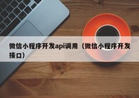 微信小程序开发api调用（微信小程序开发接口）