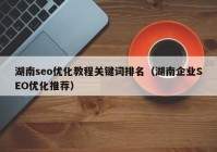 湖南seo优化教程关键词排名（湖南企业SEO优化推荐）