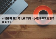 小程序开发公司北京华网（小程序开发北京华网天下）