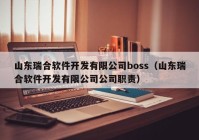 山东瑞合软件开发有限公司boss（山东瑞合软件开发有限公司公司职责）